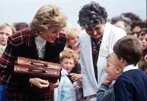 Princess Diana with children from Malcolm Sargent home during a visit to Prestwick