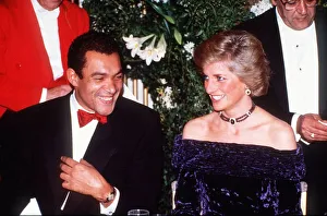 Princess Diana and fashion designer Bruce Oldfield photographed at the Barnardos ball