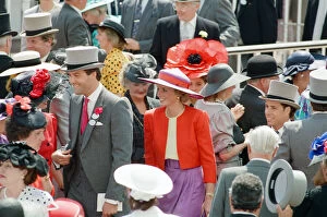 Sporting Collection: Princess Diana and her friend Harry Herbert in the royal enclosure at the first day of
