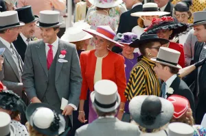 Princess Diana and her friend Harry Herbert in the royal enclosure at the first day of