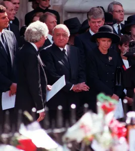 Mourning Prints: Princess Diana Funeral 6th September 1997. Mohamed Al-Fayed (C