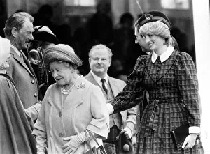 Princess Diana helps the Queen Mother at the annual Braemar Highland Games near Balmoral