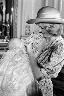01107 Prints: Princess Diana holds her son Prince William in her arms in the White Drawing Room of