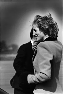 Princess Diana, HRH The Princess of Wales at Newcastle Airport for her departure from