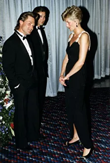 Princess Diana meets American actor Kurt Russell at the Empire theatre in Leicester