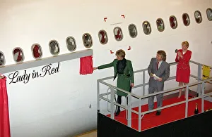 Princess Diana at the naming ceremony of the new Virgin Atlantic A340 Airbus named