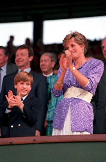 PRINCESS DIANA AND PRINCE WILLIAM WATCH THE TENNIS AT WIMBLEDON 1991