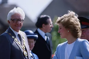 Princess Diana, Princess of Wales meeting Provost of Bo-Ness Charlie Sneddon on a visit