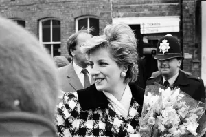 Princess Diana, Princess of Wales seen here arriving at Middlesbrough Station during a