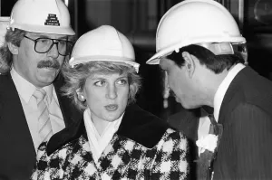 Hard Hat Prints: Princess Diana, Princess of Wales visits Tolaram Polymers in Hartlepool. 18th March 1987