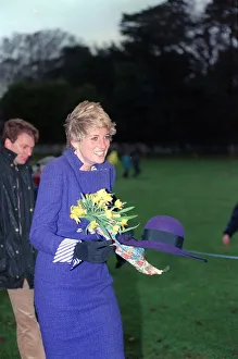 Princess Diana at Sandringham Church Service on a windy Christmas day