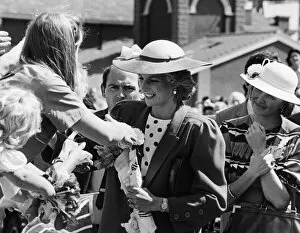 Images Dated 16th July 1985: Princess Diana shaking hands with well wishers at the Middlesbrough Enterprise Centre