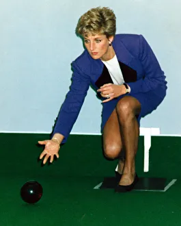 Bowling Prints: Princess Diana shows she is far from green in the bowling stakes as she joined in