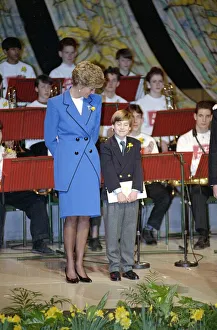 Princess Diana with her son, Prince William in Cardiff on St David