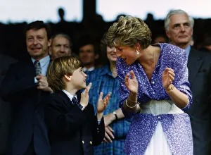 Clapping Prints: Princess Diana and her son Prince William pictured at the Wimbledon Ladies Singles Final