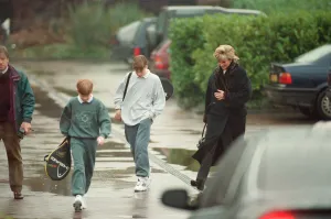 Princess Diana with her two sons Prince Harry (left) and Prince William (centre