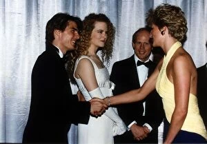 Images Dated 30th July 1992: Princess Diana talks to actor Tom Cruise and his wife actress Nicole Kidman at