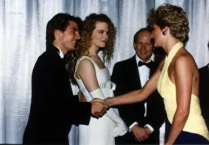 Princess Diana talks to actor Tom Cruise and his wife actress Nicole Kidman