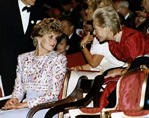 Princess Diana talks to the Duchess of Kent during an event held at Earls Court to mark