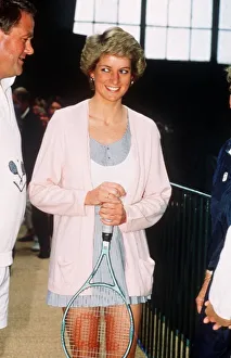 Princess Diana at the Vanderbilt Racquet Club in London prior to a doubles match with