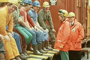 Images Dated 3rd September 1985: Princess Diana visits the BP Forties oil rig in the North Sea, west of Aberdeenshire