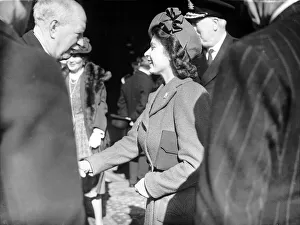 Princess Elizabeth March 1946 leaving Belfast on HMS Superb after launching HMS Eagle