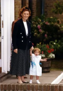 Princess Eugenie September 1991 seen walking with her mother Sarah Ferguson