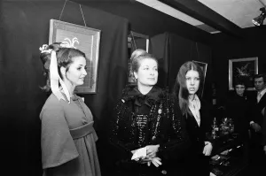 Princess Grace of Monaco and her daughter Princess Caroline opened an exhibition of cloth