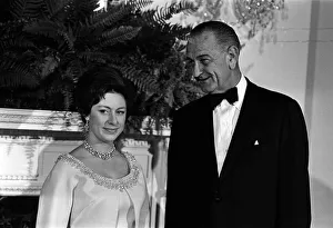 Princess Margaret with American President Lyndon B Johnson at the White House in