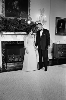 Princess Margaret with American President Lyndon B Johnson at the White House in