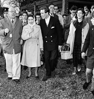 Princess Margaret and her fiance Antony Armstrong-Jones attend the Oxford v Cambridge