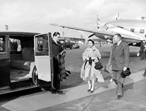 Overseas Visits Prints: Princess Margaret at Heathrow airport following her return flight from West Germany