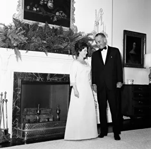 Princess Margaret - November 1965 with President Lyndon B Johnson at a reception
