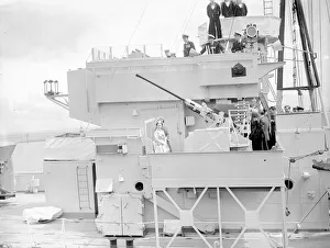 Princess Margaret seen here aboard a Royal Navy destroyer at Fleetwood July 1954