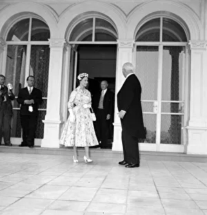 Statesmen Prints: Princess Margaret seen here on the balcony of the residence of Dr Heuss on the first day