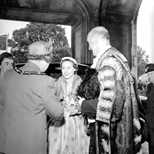 Uk Visit Prints: Princess Margaret seen here being greeted by Lord Ismay on her arrival at Sunshine Homes