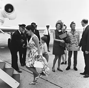 Princess Margaret and her son Viscount Linley leaving LAP to go to Sardinia with the Aga
