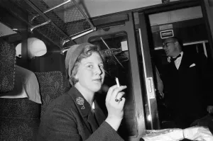 01239 Prints: Princess Margrethe of Denmark arrives in Liverpool Street Station