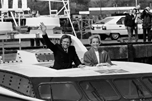 Princess Michael of Kent helps Richard Branson launch the Virgin Atlantic Challenger II