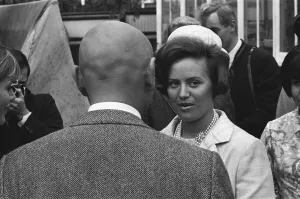 Princess Muna al-Hussein of Jordan is shown around Elstree Studios. 26th July 1966