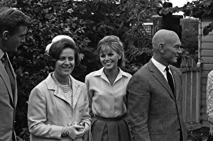 Princess Muna al-Hussein of Jordan is shown around Elstree Studios by Britt Ekland