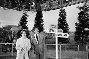 Princess Muna al-Hussein of Jordan is shown around Elstree Studios Roger Moore