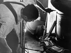 Printers Circa 1950 The foundry at Knapp and Drewett printers where old plates are