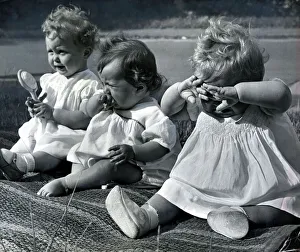 Prizewinners in a baby beauty parade at the Windsor Reperatory School in Windsor sit