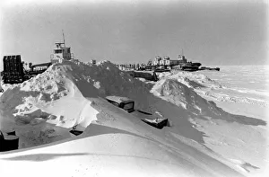 Prudhoe Bay Alaska. Ships frozen in the Beaufort Sea Prudhoe Bay. April 1977 77-02128-004