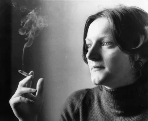 Psychology student Adrianne Little smoking a cigarette