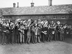 Recruitment Prints: Public School Boys in the grounds of the Chatham Hospital Manchester cheering as