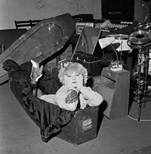 Punk singer and actress Toyah Willcox sleeping in her coffin in Battersea, London