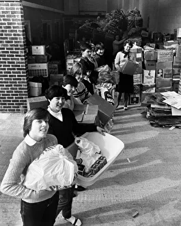 Pupils at Dene School, Thornaby are pictured helping to prepare the goods collected for