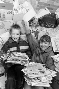 Recycling Prints: Pupils at Flockton First School, winners of 250 pounds first prize in a Competition